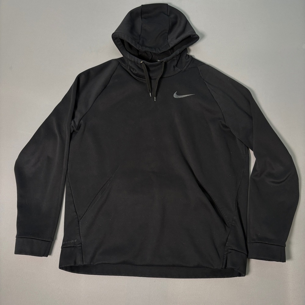 Nike Dri-FIT Mens Training Hoodie Black Pullover Sweatshirt Large RN56323